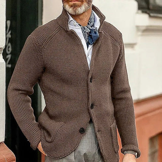 Héctor - Cárdigan azul de punto con botones para hombre