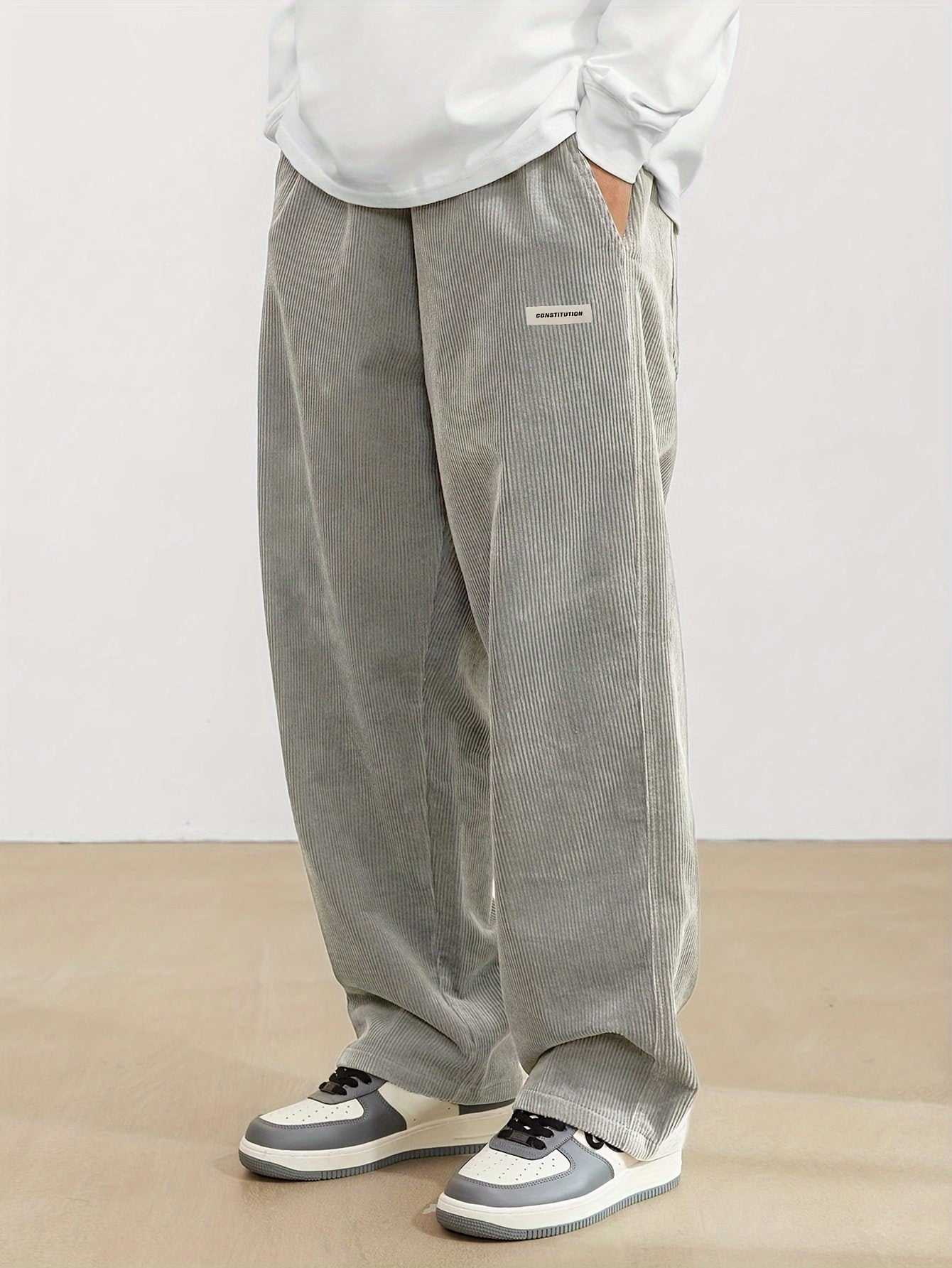 Iván - Pantalón ancho de pana para hombre estilo casual