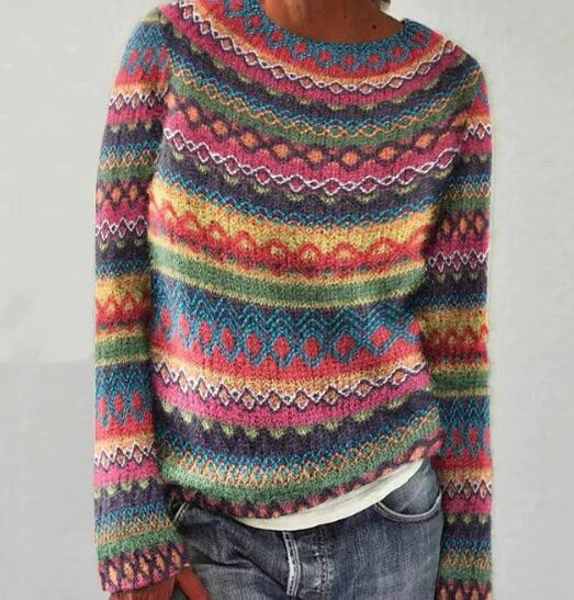 Maya - Suéter multicolor de punto con rayas para mujer