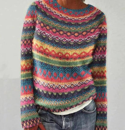 Maya - Suéter multicolor de punto con rayas para mujer