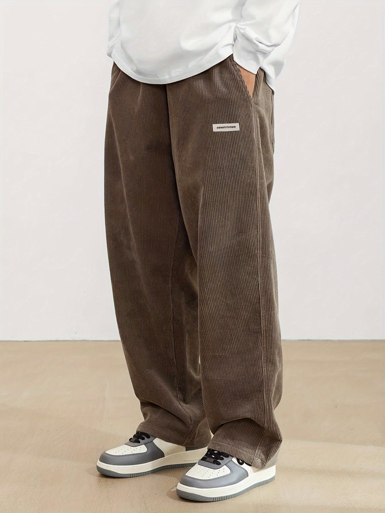 Iván - Pantalón ancho de pana para hombre estilo casual