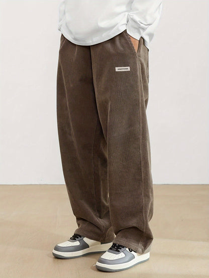 Iván - Pantalón ancho de pana para hombre estilo casual