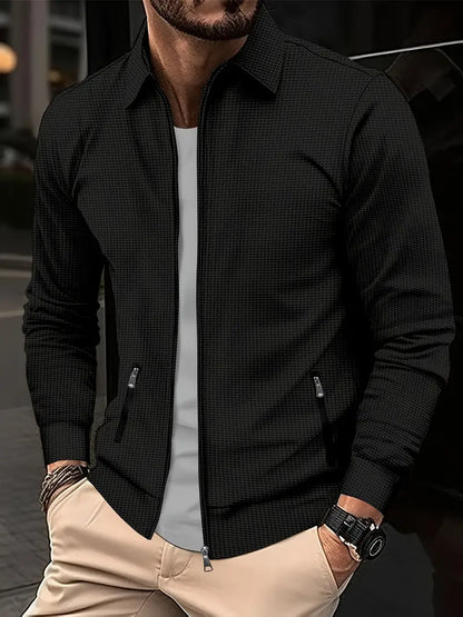 Leo – Chaqueta Casual con Cremallera y Cuello Camisero para Hombre