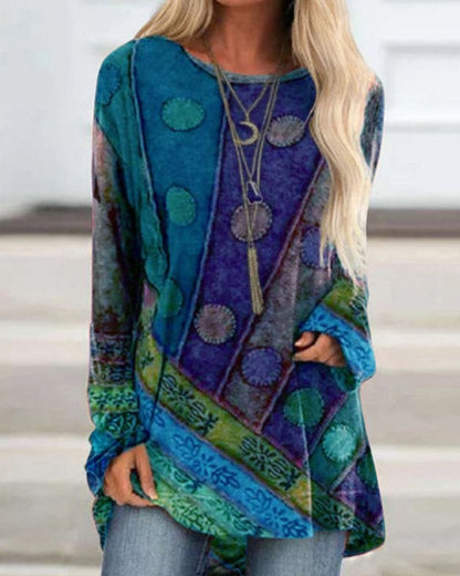 Elena - Suéter bohemio estampado multicolor para mujer