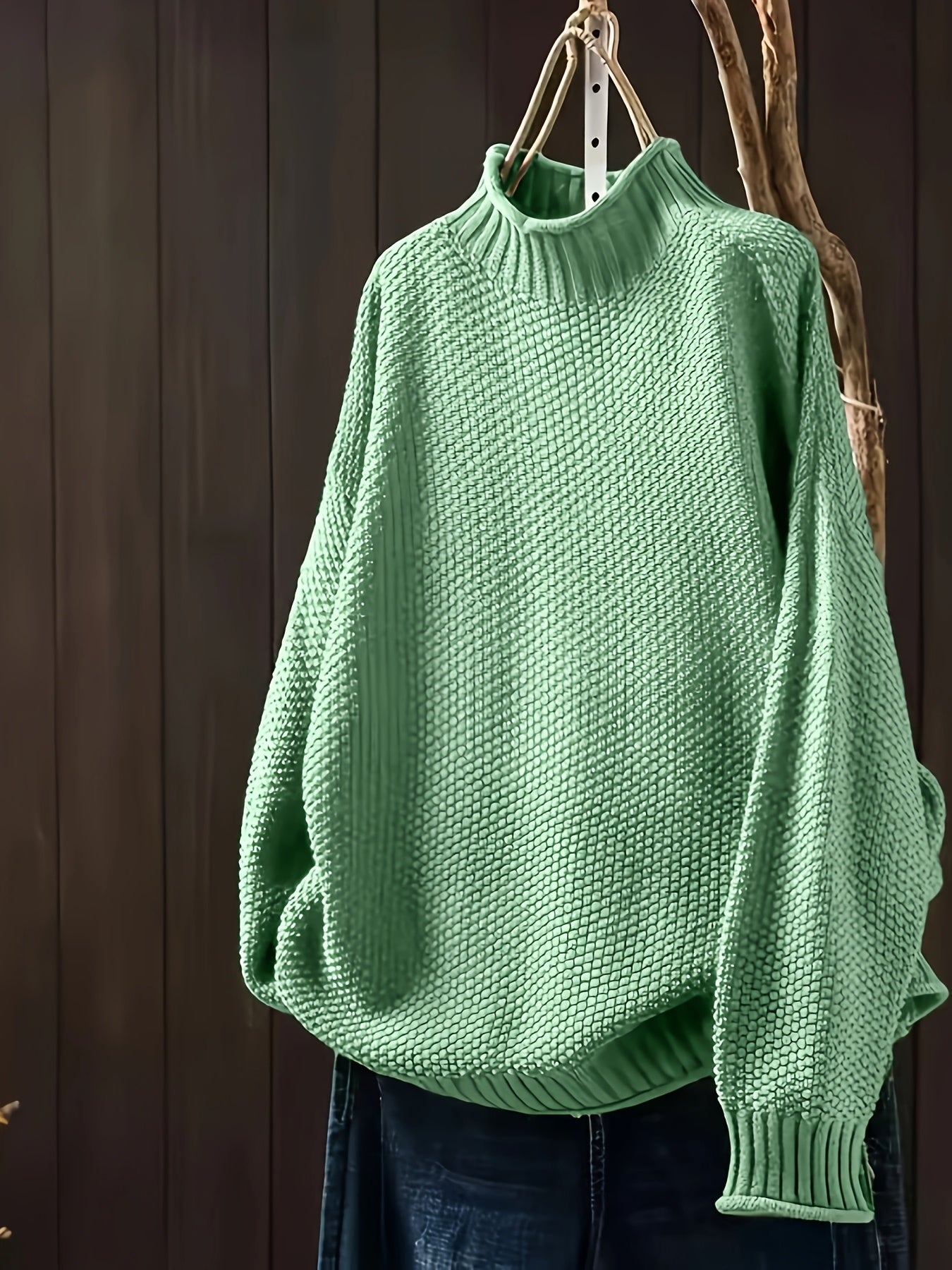 Aurora - Jersey de punto grueso para mujer con cuello alto