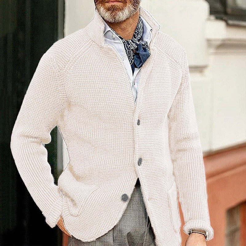 Héctor - Cárdigan azul de punto con botones para hombre