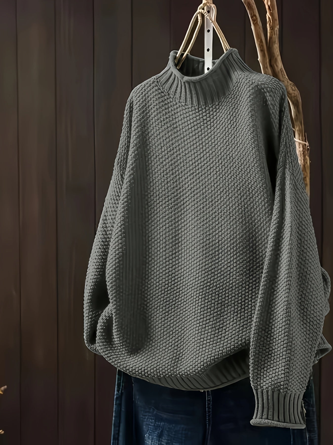 Aurora - Jersey de punto grueso para mujer con cuello alto