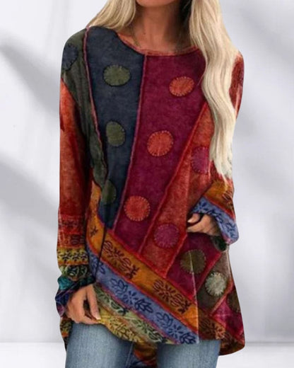 Elena - Suéter bohemio estampado multicolor para mujer
