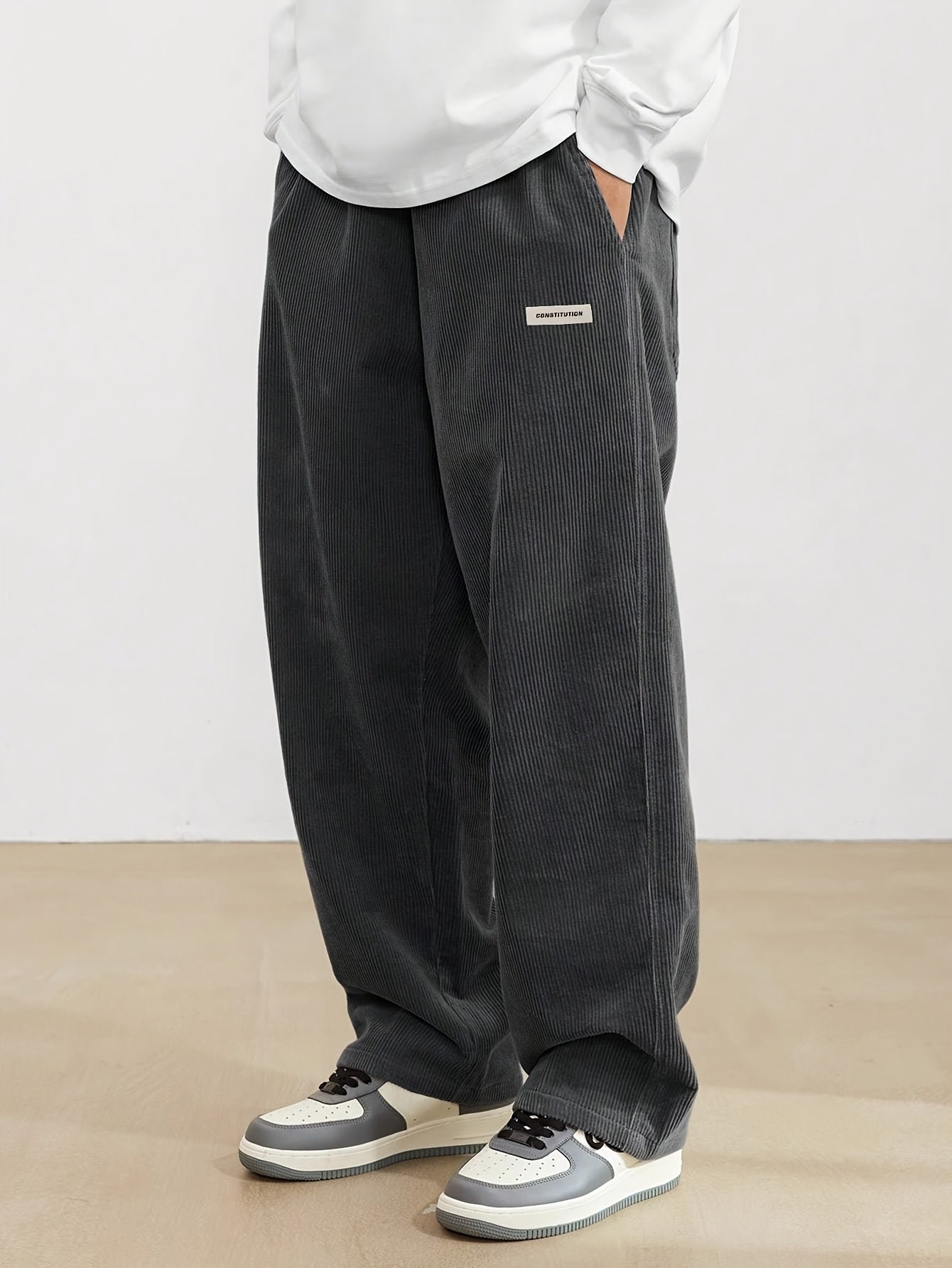 Iván - Pantalón ancho de pana para hombre estilo casual