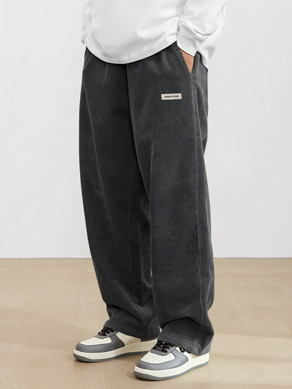 Iván - Pantalón ancho de pana para hombre estilo casual