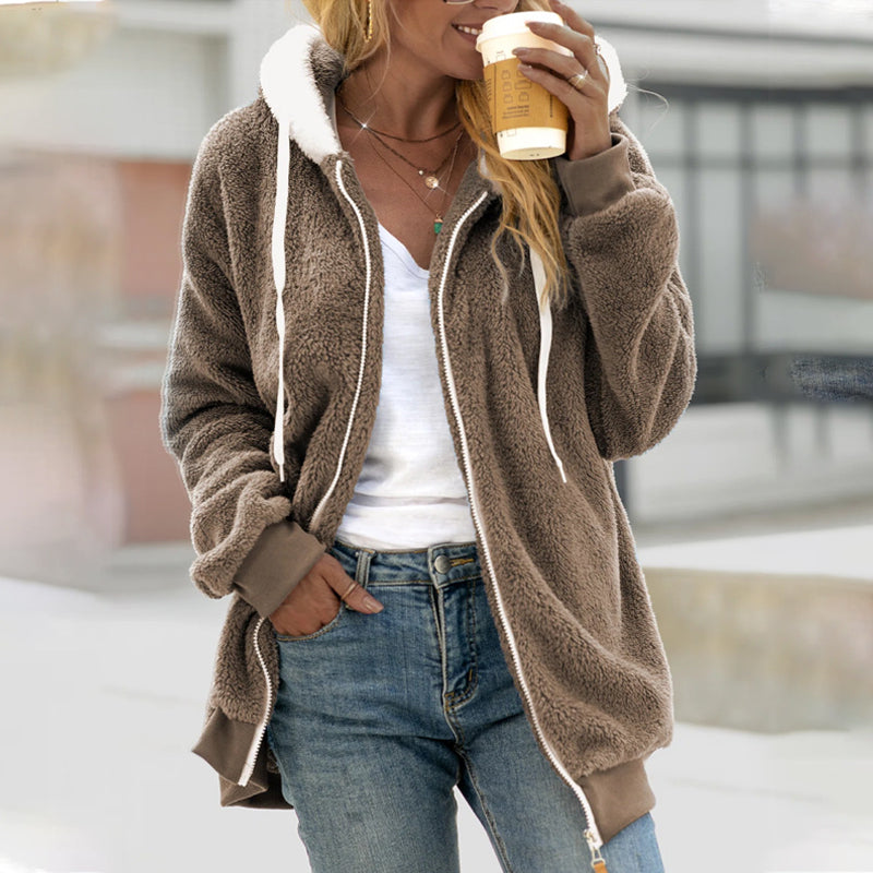 Olivia - Sudadera con capucha de borrego para mujer