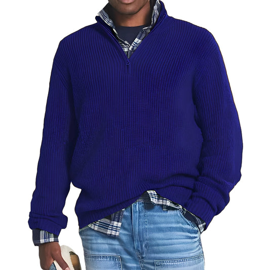 Diego - Suéter de hombre con cremallera media y cuello alto