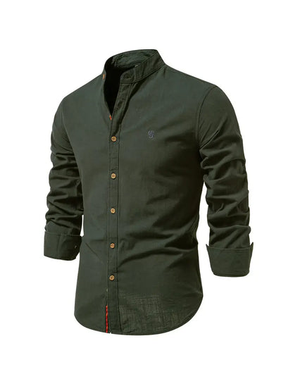 Iván – Camisa de Cuello Mao de Manga Larga para Hombre