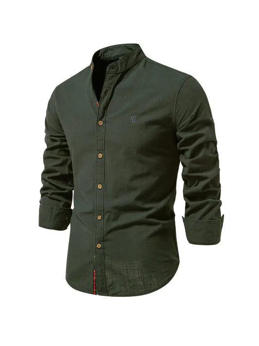 Iván – Camisa de Cuello Mao de Manga Larga para Hombre