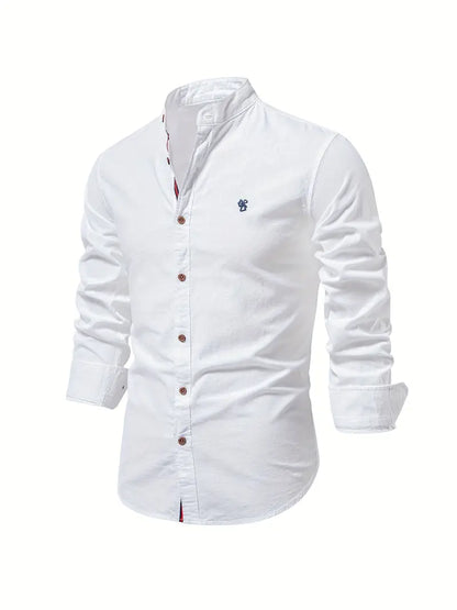 Iván – Camisa de Cuello Mao de Manga Larga para Hombre