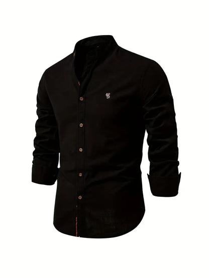 Iván – Camisa de Cuello Mao de Manga Larga para Hombre