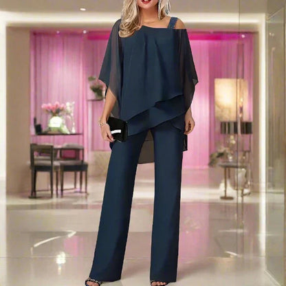 Elena - Conjunto de mujer con blusa fluida y pantalón recto