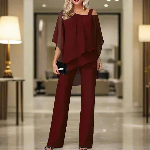 Elena - Conjunto de mujer con blusa fluida y pantalón recto