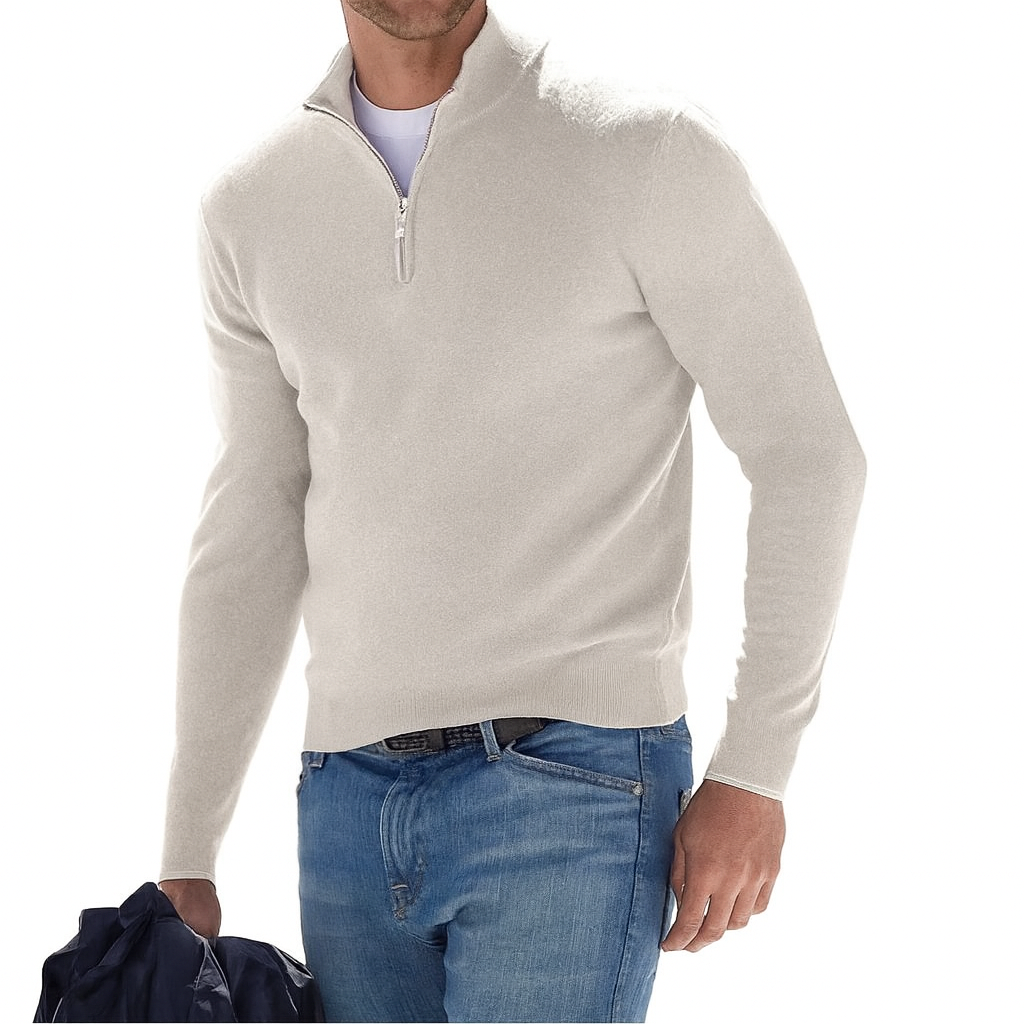 Mateo - Jersey de hombre con cremallera al cuello y manga larga
