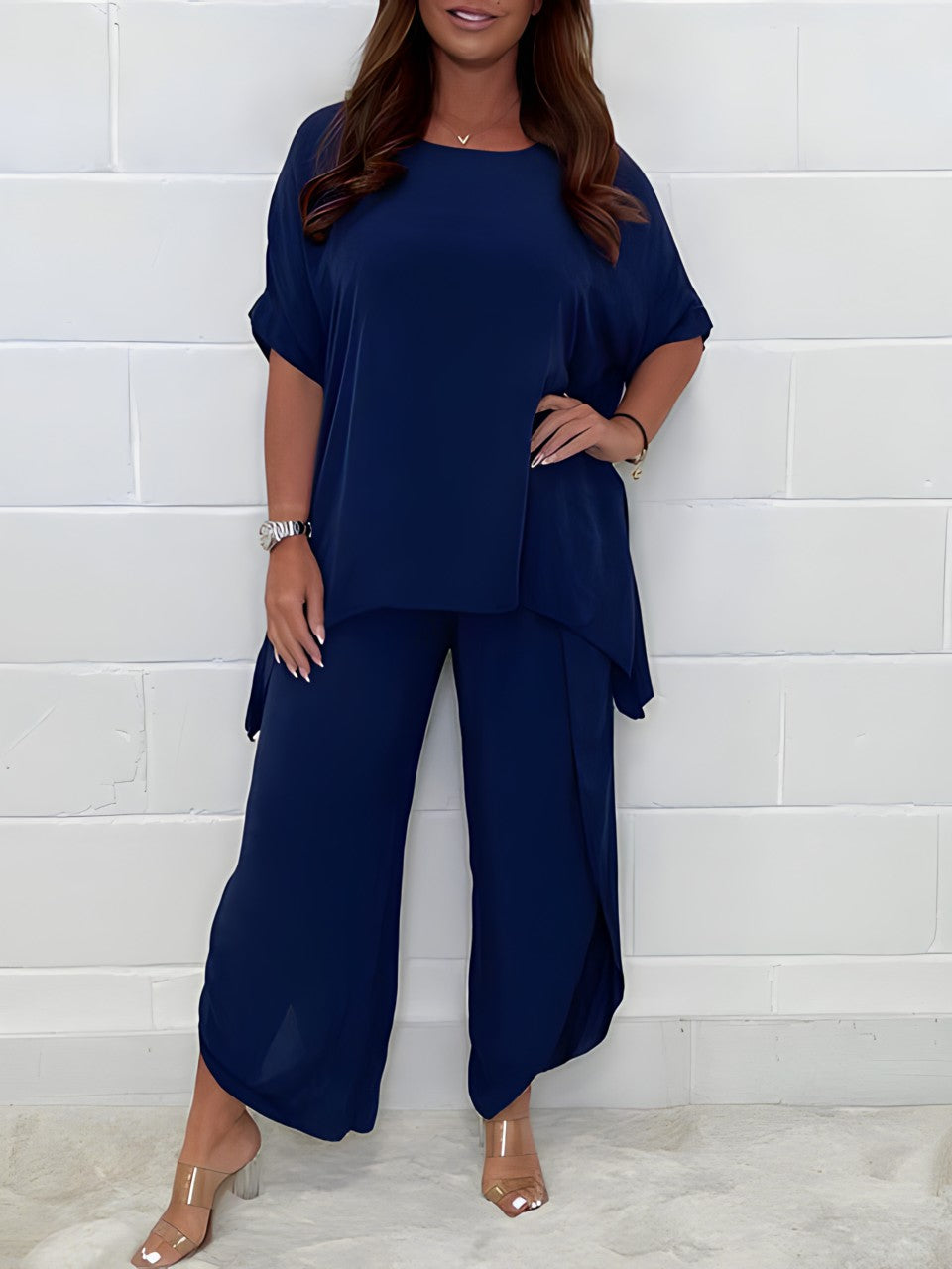 Adriana - Conjunto de mujer con blusa holgada y pantalón ancho
