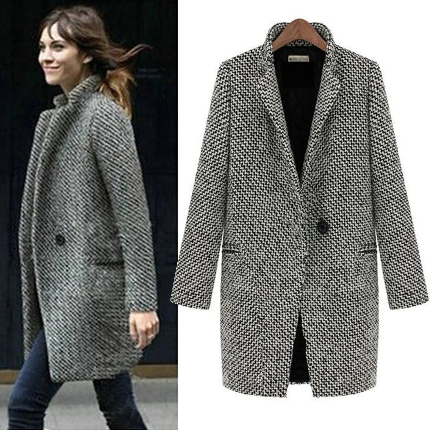 Dalia – Abrigo largo estilo blazer para mujer
