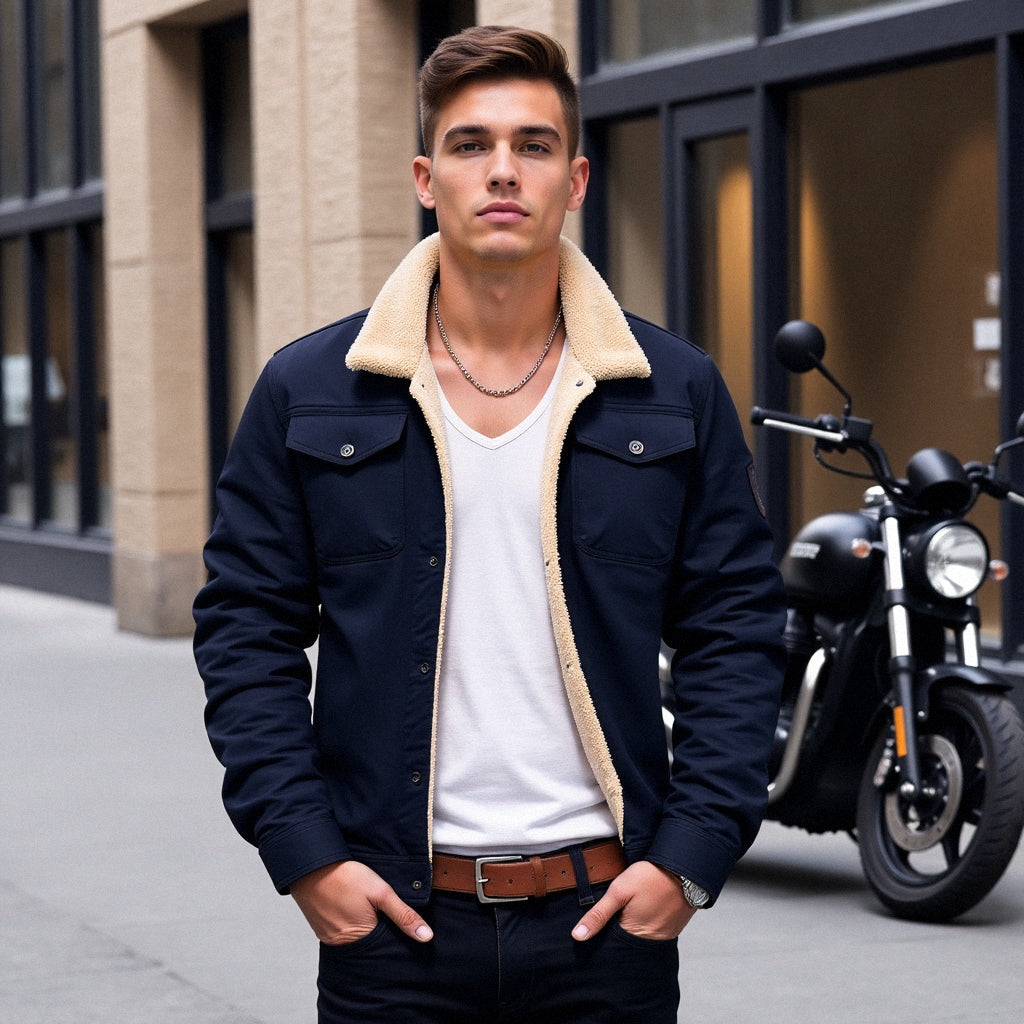 Andrés - Chaqueta con forro de borrego para hombre