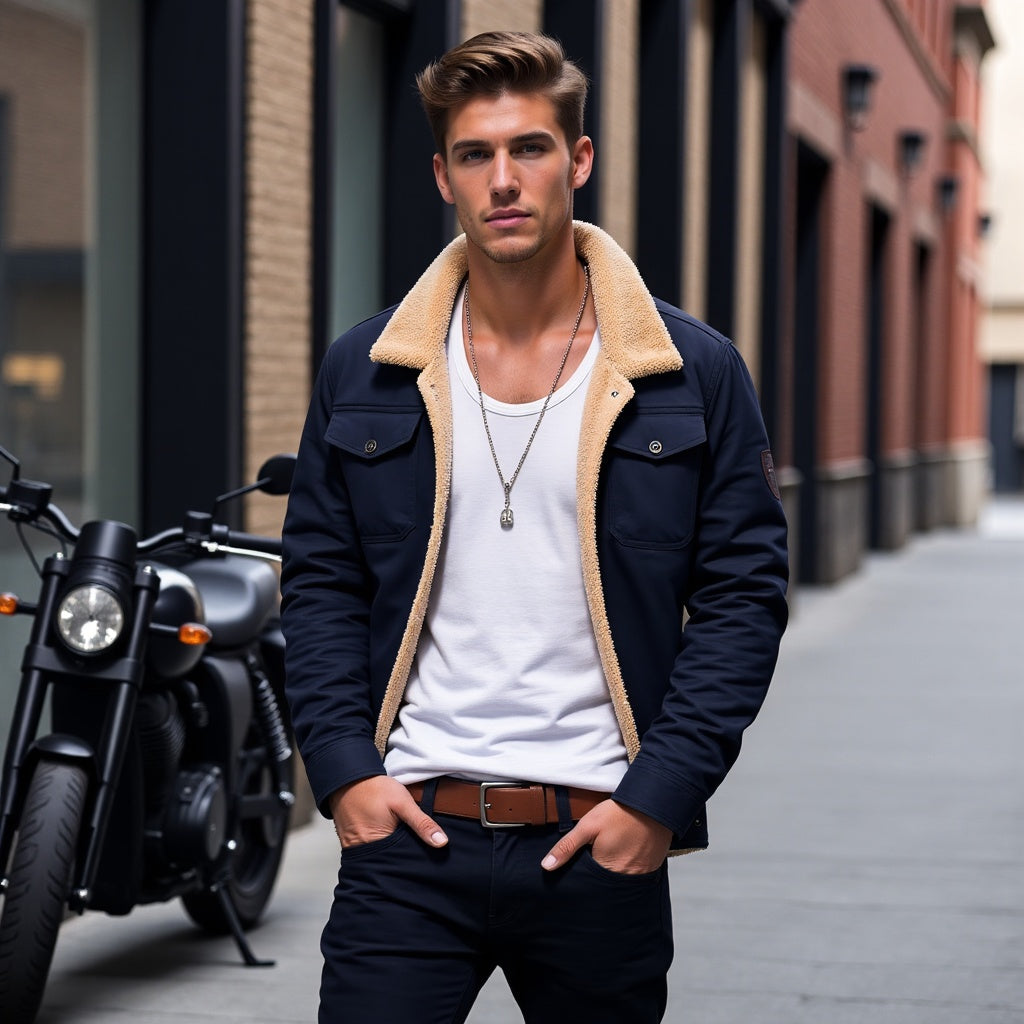 Andrés - Chaqueta con forro de borrego para hombre