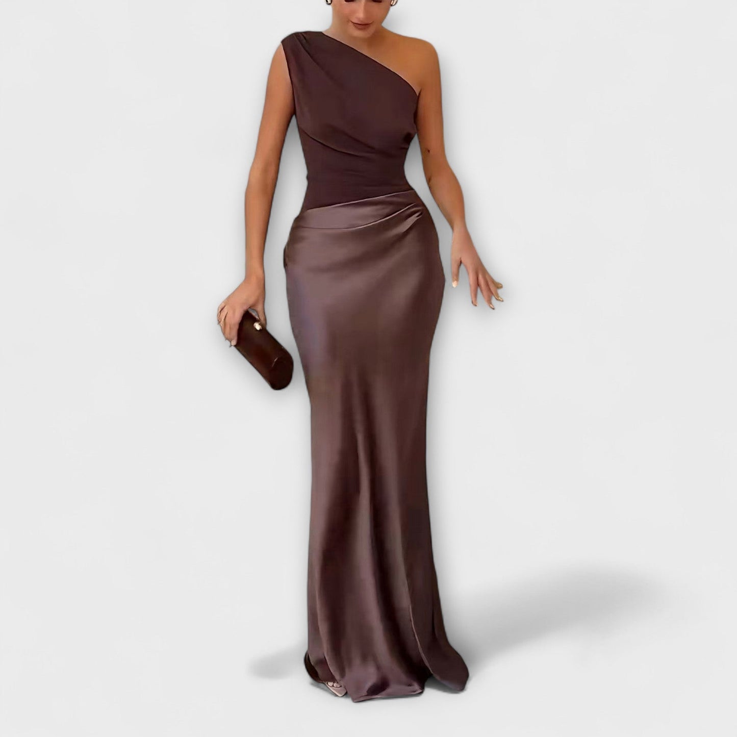 Selena – Vestido largo satinado asimétrico mujer