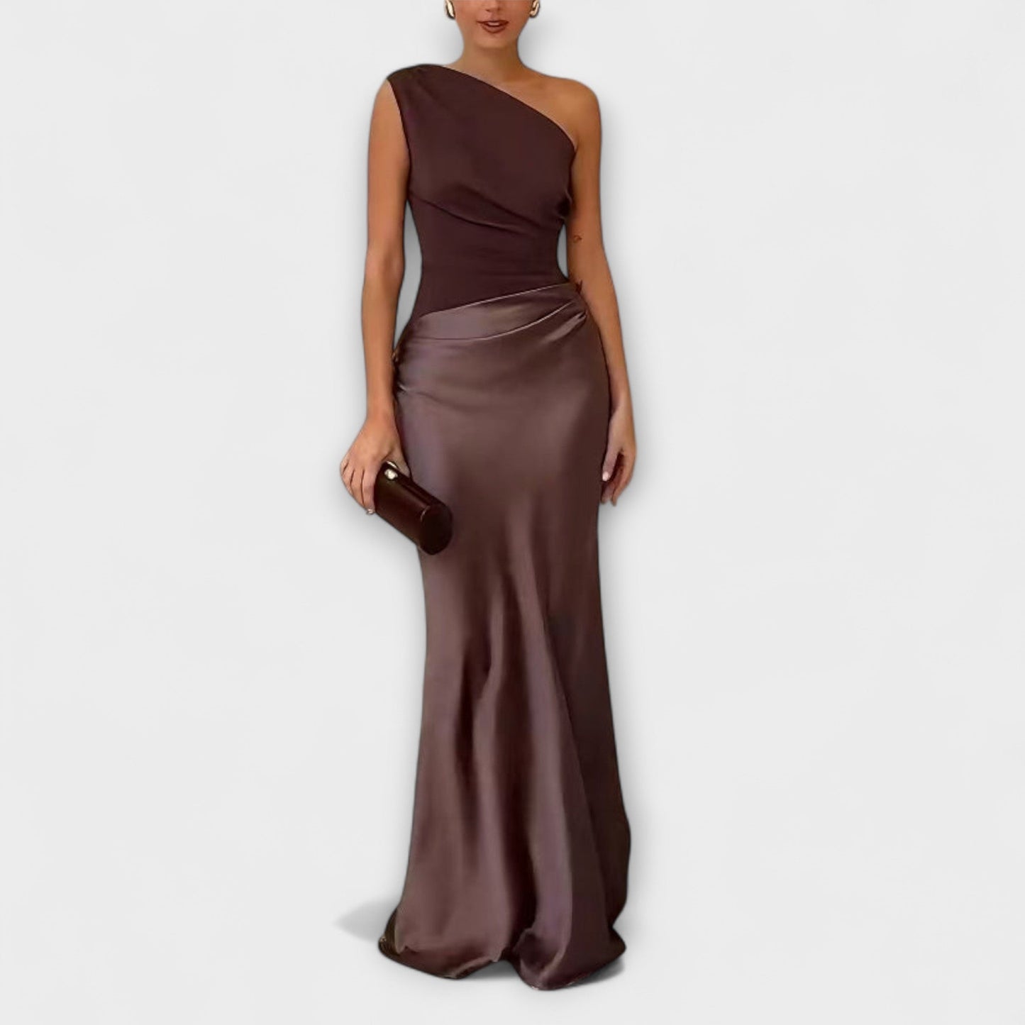 Selena – Vestido largo satinado asimétrico mujer