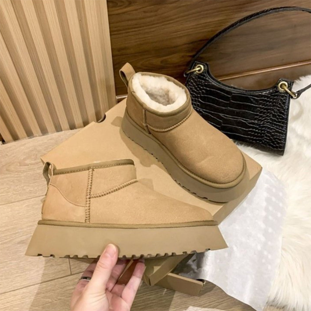 Valeria - Botas de caña baja con forro de borrego para mujer