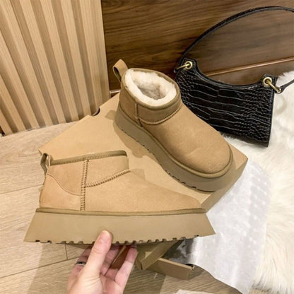 Valeria - Botas de caña baja con forro de borrego para mujer
