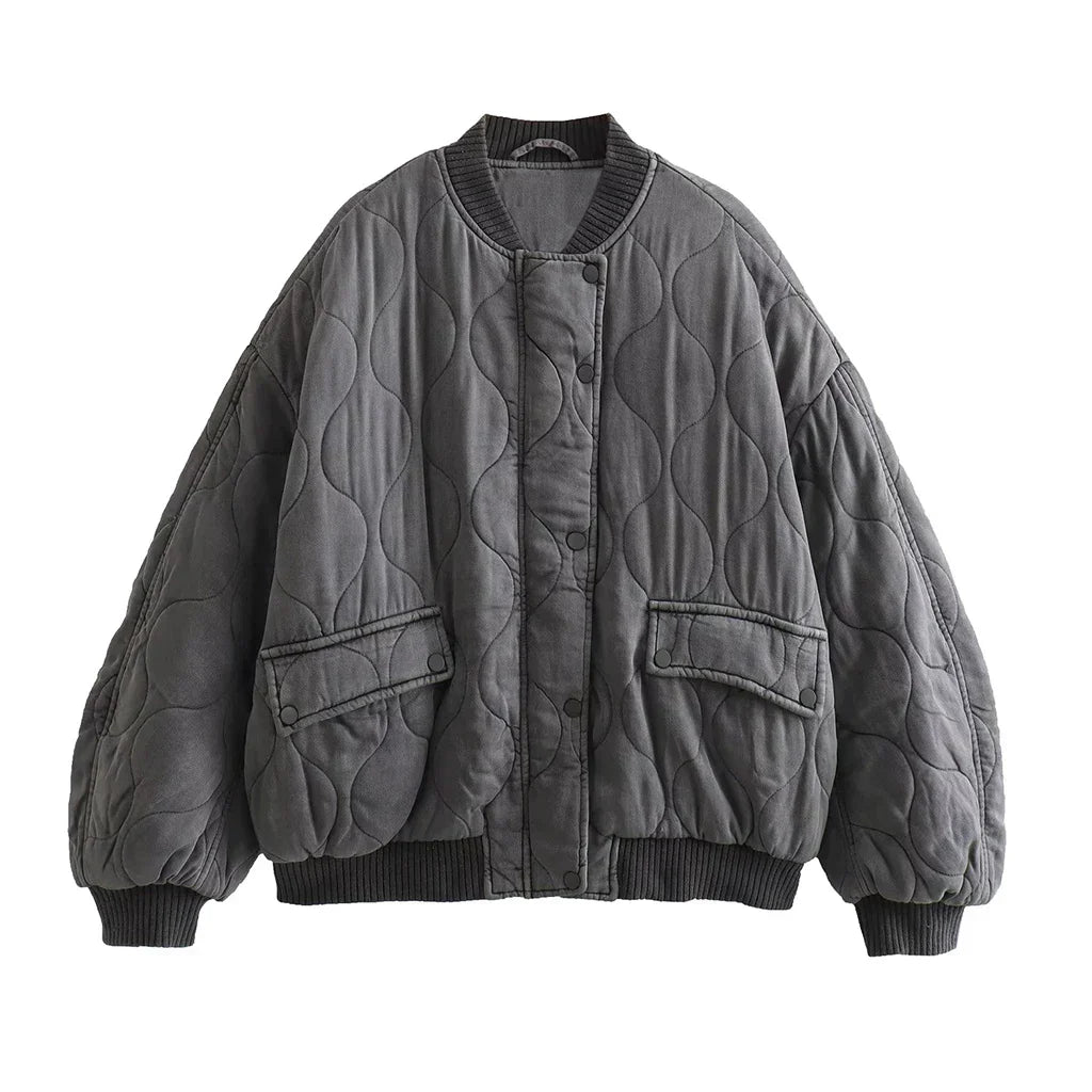Pluen | Locker sitzende Grise Bomberjacke