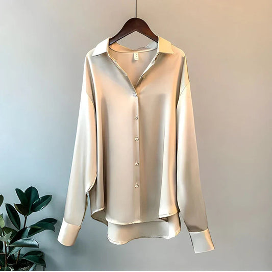 Laura – Blusa Satinada de Corte Oversize Mujer