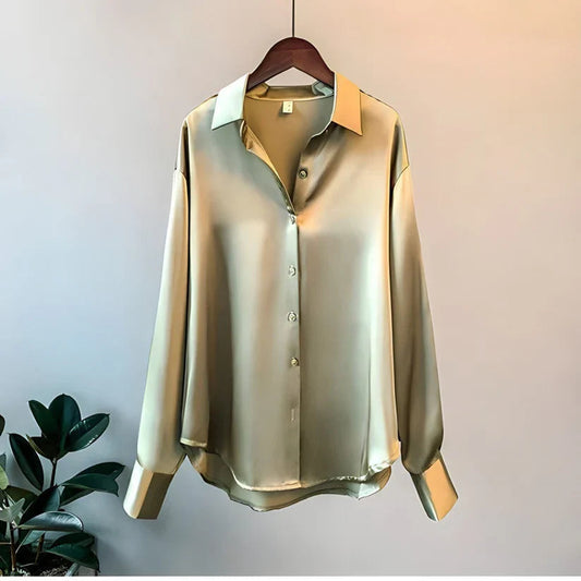 Laura – Blusa Satinada de Corte Oversize Mujer