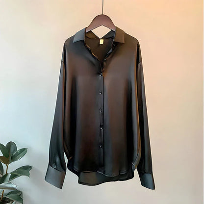Laura – Blusa Satinada de Corte Oversize Mujer