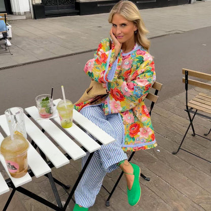 Lucia - Chaqueta estampada con botones frontales mujer
