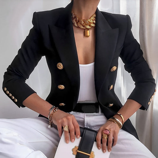 Valentina - Chaqueta de mujer con botones dorados y corte entallado