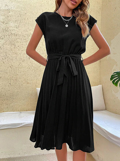 Isabella - Vestido de mujer plisado con lazo en la cintura