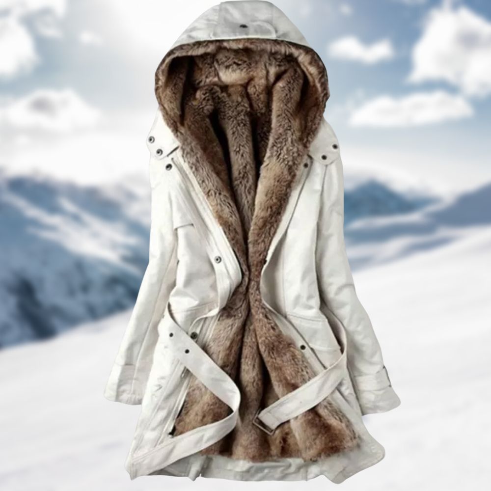 Adriana – Abrigo con winter capucha y forro de peluche para mujer