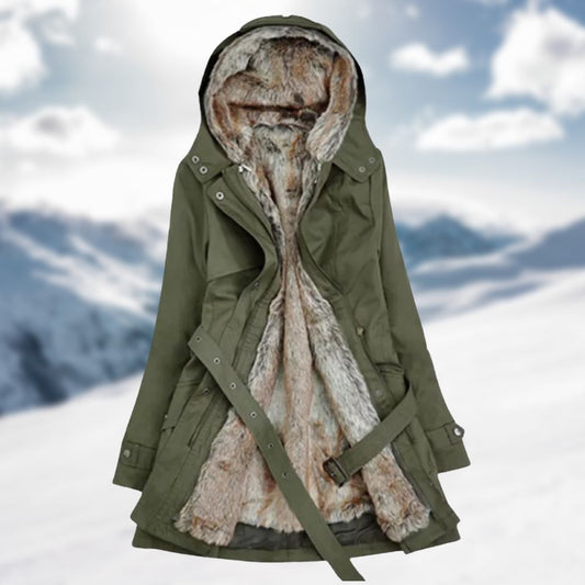 Adriana – Abrigo con winter capucha y forro de peluche para mujer