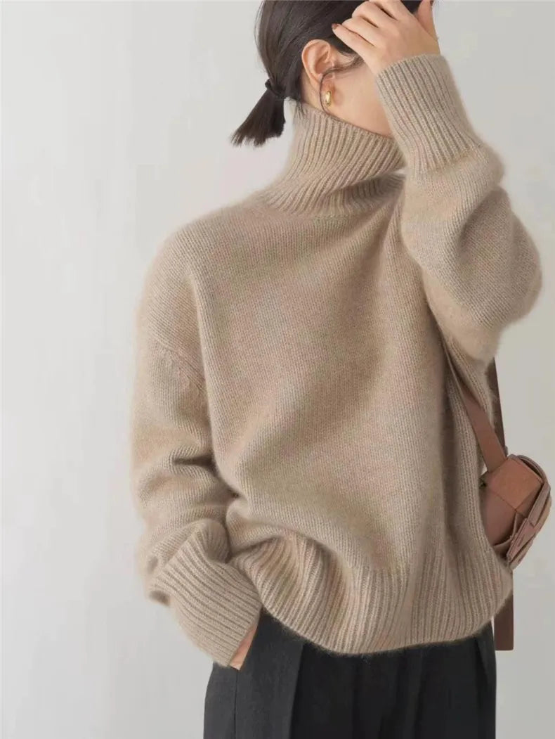 Elena - Suéter de mujer con cuello alto y manga larga