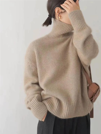Elena - Suéter de mujer con cuello alto y manga larga