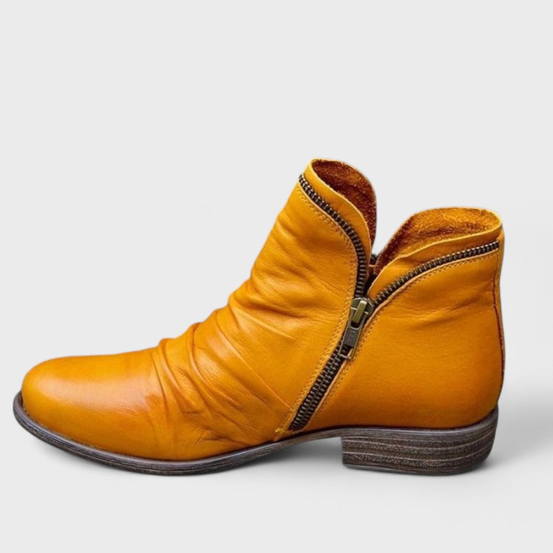 Sofía - Botines de mujer en cuero suave con cremallera