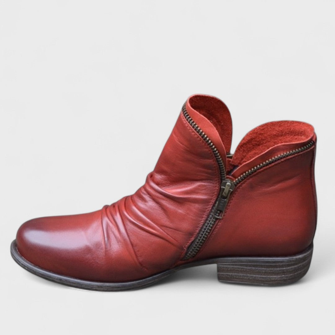 Sofía - Botines de mujer en cuero suave con cremallera