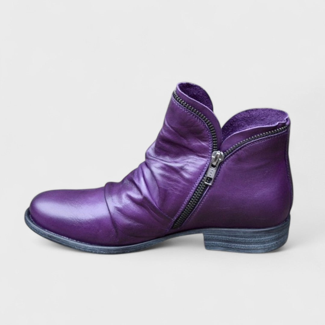 Sofía - Botines de mujer en cuero suave con cremallera