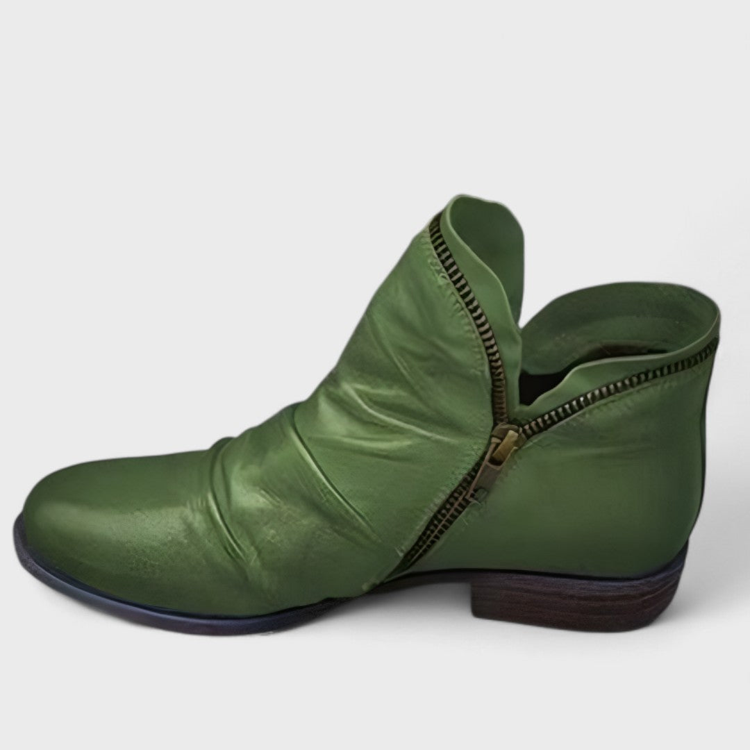 Sofía - Botines de mujer en cuero suave con cremallera