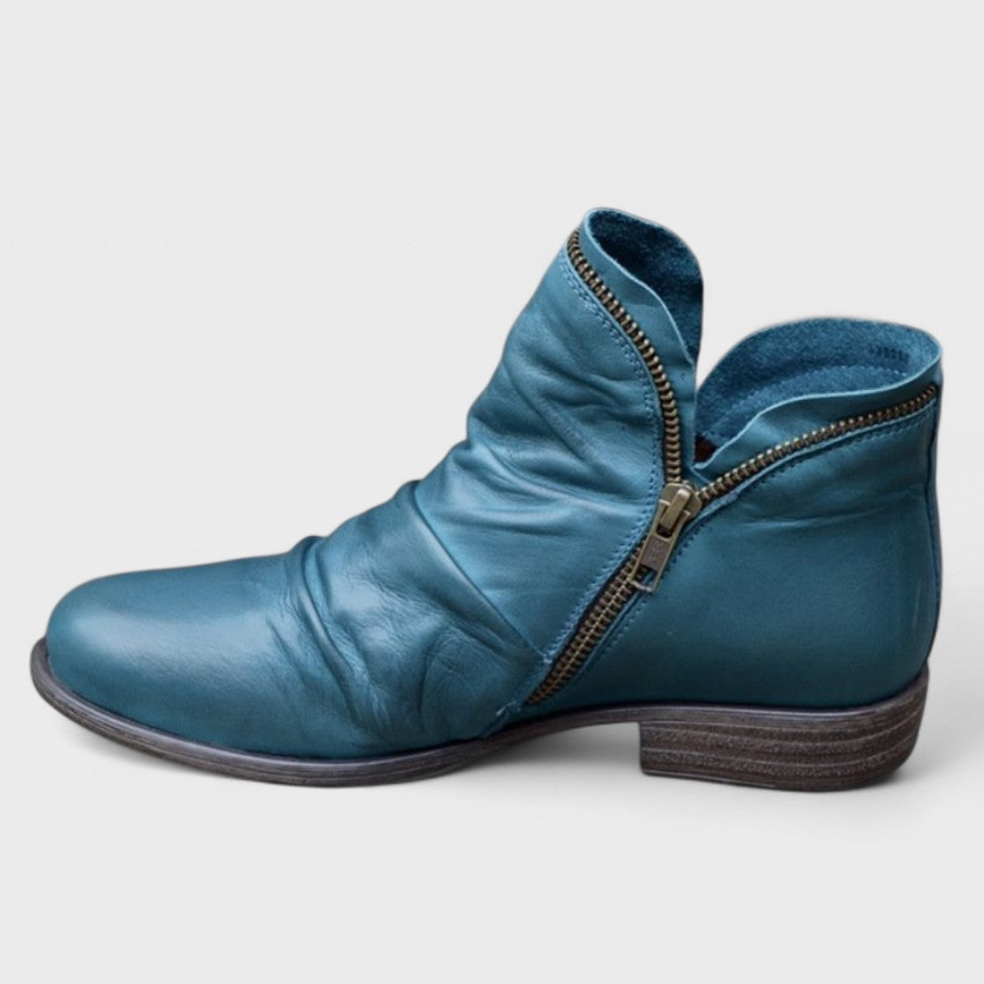 Sofía - Botines de mujer en cuero suave con cremallera