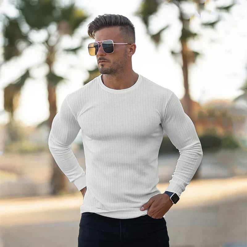Marco - Camiseta blanca de manga larga para hombre