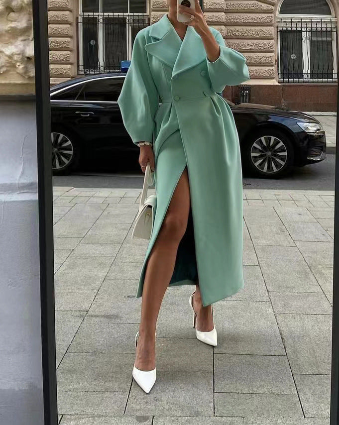 Elena – Abrigo lana largo elegante de lana para mujer