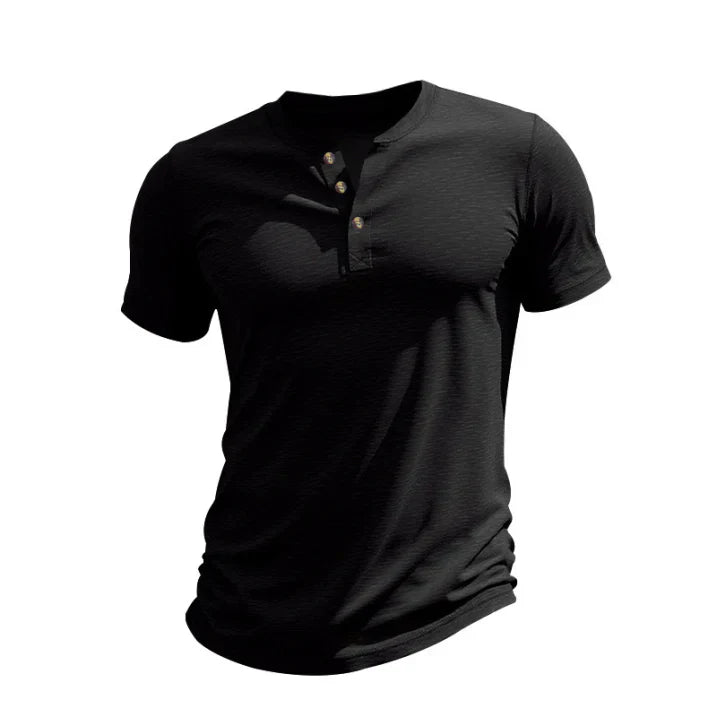 Daniel - Camiseta de hombre manga corta con cuello henley